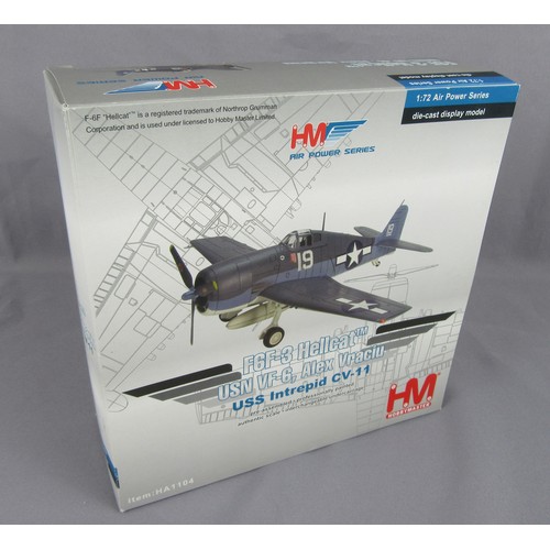 363 - HOBBY MASTER HA1104 F6F-3 Hellcat, USN VF-6, Alex Vraciu. Mint in Near Mint to Mint Box.