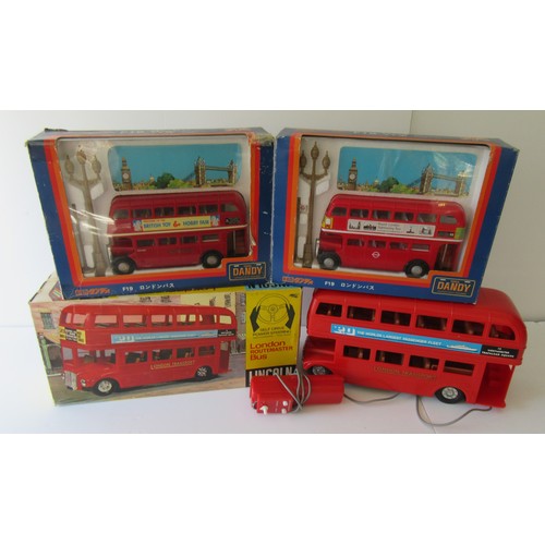 399 - LINCOLN MODELS Remote control Routemaster Double Decker plus 2x Tomica Dandy Routemaster Bus.  Mint ... 