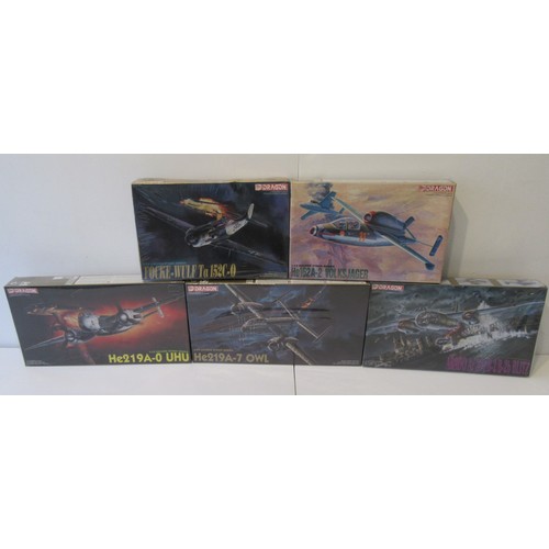 282 - DRAGON 1/72 scale Military Aircraft Model Kits to include He219A -7 Owl, He162A-2 VOLKSJAGER, Focke-... 