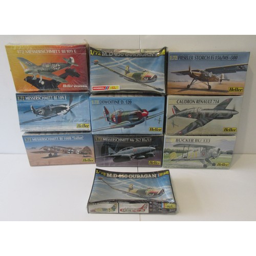 283 - HELLER 1/72 scale Military Aircraft Kits to include CAUDRON RENAULT 714, BUCKER BU 113 and others. M... 