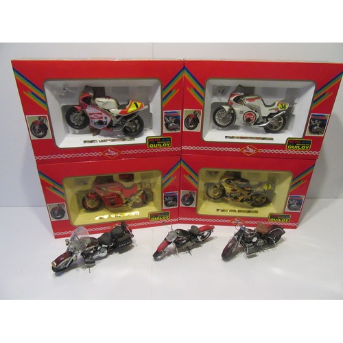 297 - GUILOY 1/10 scale Motorbikes to include 500 Grand Prix HONDA, SUZUKI, YAMAHA and CAGIVA plus 3 unbox... 