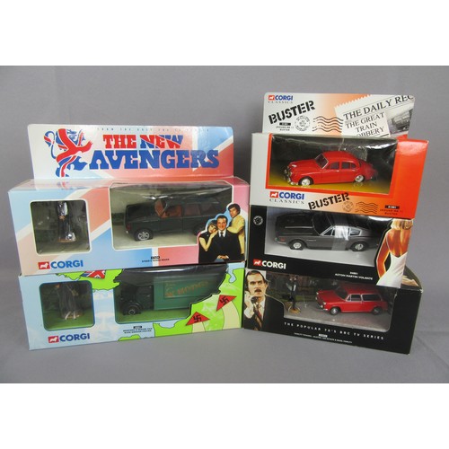 9 - CORGI TV RELATED to include 01801 ‘Buster’ Jaguar Mk.II, 00802 ‘Fawlty Towers’ Austin 1300 Estate, 5... 