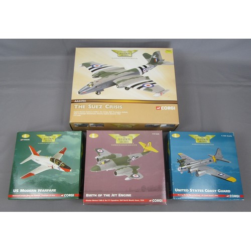 343 - CORGI AVIATION ARCHIVE to include AA34701 English Electric Canberra, AA35010 Gloster Meteor, AA36004... 