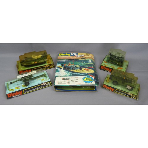 356 - DINKY TOYS to include 612 Command Jeep, 281 Military Hovercraft, 625 6Pounder Anti-Tank Gun, 601 Aus... 