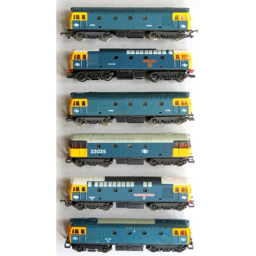 93 - LIMA 00 gauge 6 x BR blue Bo-Bo Diesel Locos (No. 33105, No. 33025, “Earl Mountbatten of Burma” No. ... 