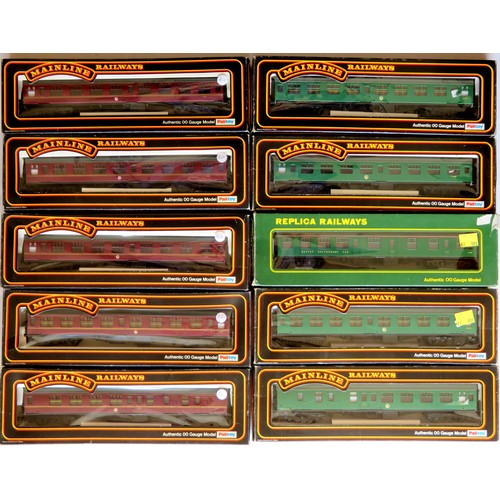 340 - MAINLINE / REPLICA RAILWAYS 00 gauge 10 x Coaches comprising: Mainline 4 x 37-107 BR SK Coach maroon... 