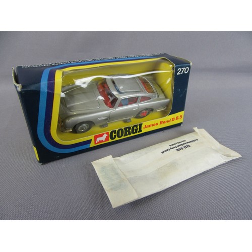 120 - CORGI 270 James Bond Aston Martin DB5 complete with sealed instruction pack. Very Near Mint in a Nea... 