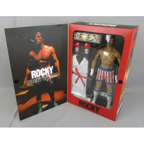 129 - HOT TOYS MMS19 ROCKY BALBOA 12’’ action figure, plus MMS35 John Rambo ‘Rambo III’. Mint in Near Mint... 