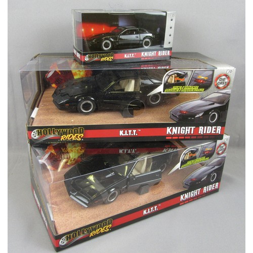 165 - JADA HOLLYWOOD RIDES 2x 1/24th Knight Rider K.I.T.T. plus 1/43 example. Mint in Near Mint to Mint Bo... 