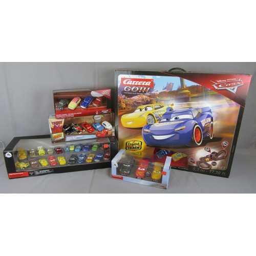 250 - DISNEY CARS CARRERA GO 1/43 Slot Car set plus Cars 3 ‘Racing Legends’ pack, ‘Radiator Springs Grand ... 