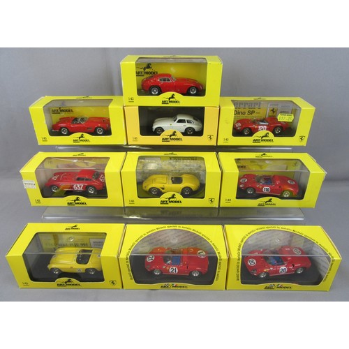 276 - ART MODEL 1/43 Group of Ferrari’s. Near Mint to Mint (a couple have loose parts) in Near Mint Plus B... 