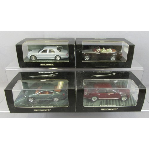 279 - MINICHAMPS ROLLS ROYCE /BENTLEY 1/43 to include RR Phantom Drophead Coupe, Bentley Arnage R, Bentley... 