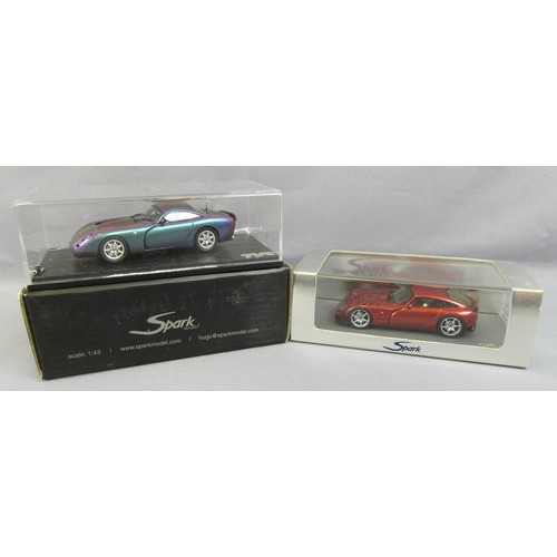 285 - SPARK 1/43 TVR Sagaris and Tuscan S Chameleon (one exhaust tip loose). Near Mint to Mint in Near Min... 