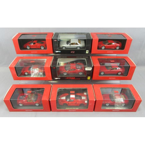 294 - IXO / HOT WHEELS 1/43 Ferrari Collection. Near Mint to Mint in Near Mint Plus Boxes. (9)