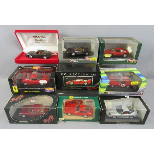 295 - FERRARI 1/43 Group to include Herpa F40, Bang 250GTE, Minichamps 550 Maranello, Rio 365 GTB/4, Hot W... 