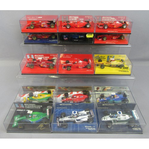 300 - MINICHAMPS 1/43 Formula 1 to include Michael Schumacher Collection. Near Mint to Mint in Near Mint P... 