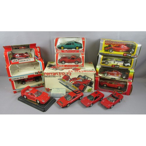 313 - BURAGO / POLISTIL mixed group of boxed and unboxed Ferrari models together with some empty boxes to ... 