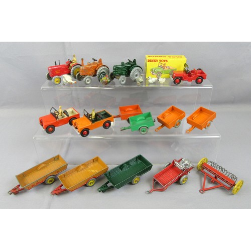 329 - DINKY TOYS Farm related vehicles to include tractors, trailers and Land Rovers. Fair to Good (some R... 