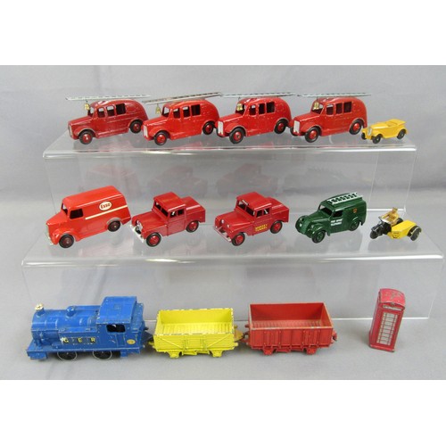 330 - DINKY TOYS Fire Engines, Mersey Tunnel Land Rover’s, vans and others. Fair to Good (some Repainted).... 