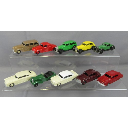 332 - DINKY TOYS Cars to include Hudson Sedan, Studebaker, Rover 75 and others. Mostly Repainted. (10)