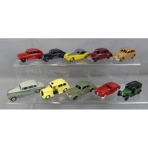 333 - DINKY TOYS Cars to include Vanguard, Morris Oxford, Riley and others. Mostly Repainted. (10)