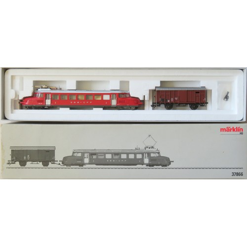 433 - MARKLIN HO 3-rail 37866 Single Pantograph Overhead Electric Rail Car Class RBe 2/4 “Roter Pfeil” / ”... 