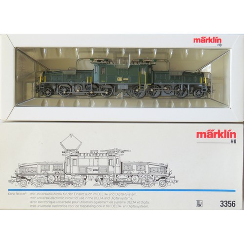 435 - MARKLIN HO 3-rail 3356 Twin Pantograph Overhead Electric Class BR Be 6/8 III Crocodile Loco No. 1330... 