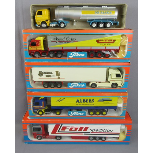 353 - TEKNO 1/50 Scania ‘Albers Internationale’, Scania ‘Scania 100 1891-1991’, Scania ‘Speed Cargo PTS’, ... 