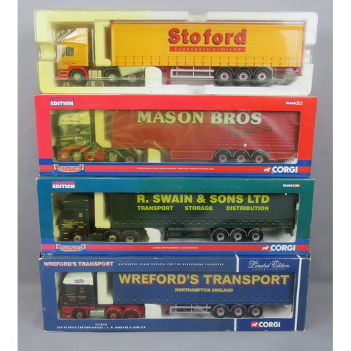 354 - CORGI 1/50 CC13216 DAF XF Space Cab ‘S.W.Wreford & Sons Ltd’, CC13601 DAF CF Curtianside ‘R.Swain & ... 