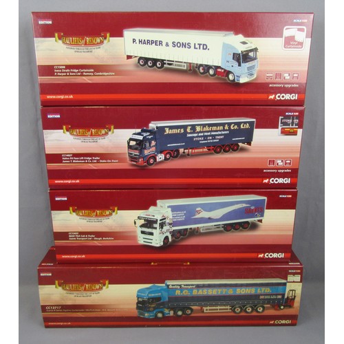 363 - CORGI 1/50 Haulers of Renown CC13717 Scania Topline Curtainside ‘R.G.Bassett & Sons Ltd’, CC13433 MA... 