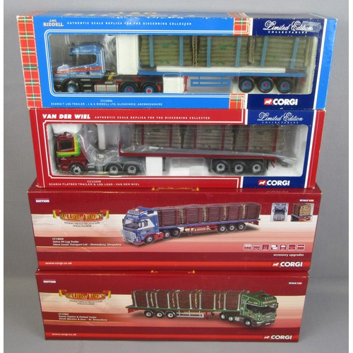 336 - CORGI 1/50 Haulers Of Renown CC14026 Volvo FH Log Trailer ‘Steve Swain – Shrewsbury’, CC12942 Scania... 