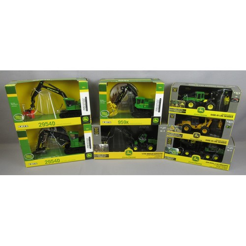 342 - ERTL ‘JOHN DEERE’ 2x 45036 2954d Tracked Processor/Live Heel Log Loader, 45094 959K Tracked Feller B... 