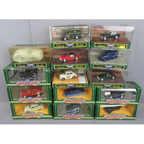 369 - CORGI CLASSIC Cars and Vans. Near Mint to Mint in Excellent to Near Mint Plus Boxes. (14)