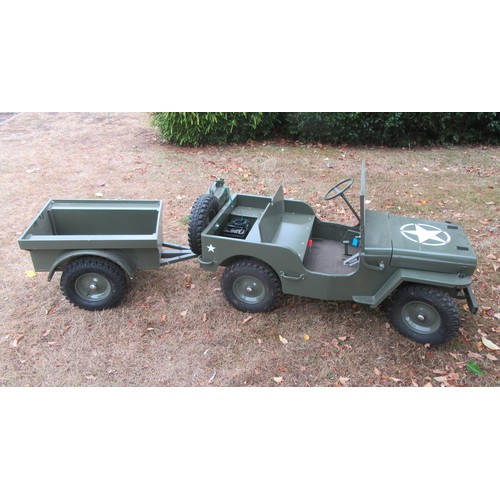 400 - ½ Scale Willys Army Jeep Electric children’s ride on by Toylander.  Factory built example in excelle... 