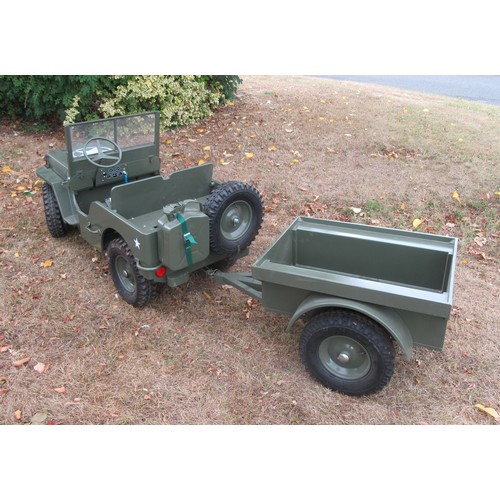 400 - ½ Scale Willys Army Jeep Electric children’s ride on by Toylander.  Factory built example in excelle... 