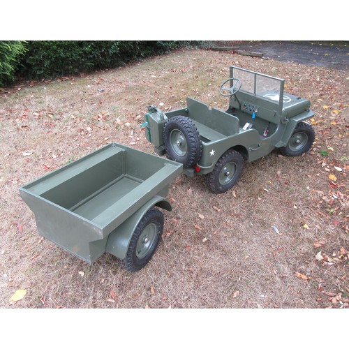 400 - ½ Scale Willys Army Jeep Electric children’s ride on by Toylander.  Factory built example in excelle... 