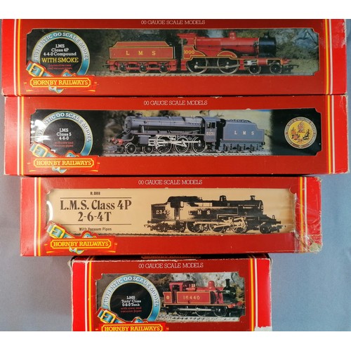 458 - HORNBY 00 Gauge LMS Loco’s comprising Midland Compound 4-4-0 No 1000 red, Cat no R376, Class 5 4-6-0... 