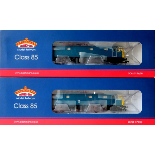 77 - BACHMANN 00 gauge 2 x 31-677 Class 85 Type AL5 Overhead Electric Locos No. E3056 BR blue. Both Near ... 