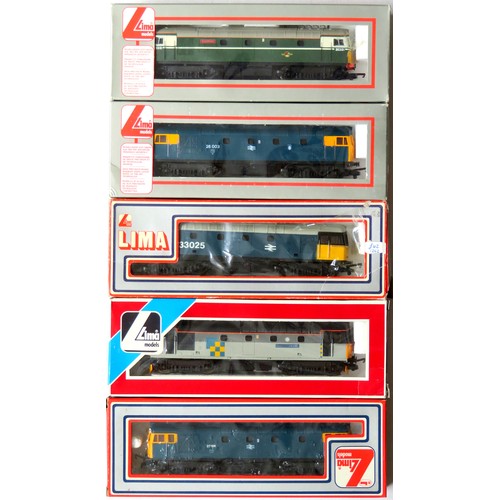 110 - LIMA 00 gauge Diesel Locos comprising: Class 26 No. 26003 BR blue, Class 33 No. 33025 BR blue, Class... 