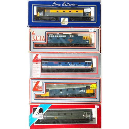 111 - LIMA 00 gauge Diesel Locos comprising: Class 33 No. 33025 BR blue, Class 33 “Merlin” No. 33046 yello... 