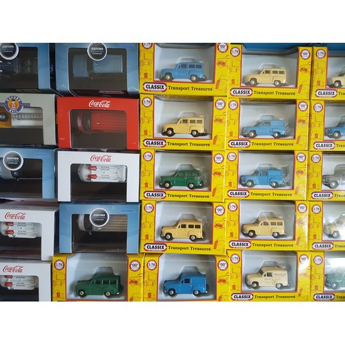 491 - OXFORD / CLASSIX 1:76 scale cars, vans, etc various makes & colours. (75) Ex Shop Stock.