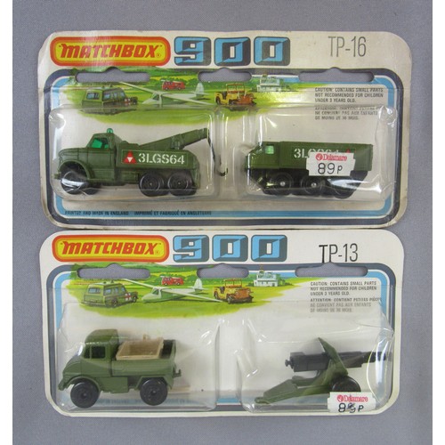 526 - MATCHBOX SUPERFAST Military Twinpacks TP-13 Unimog & Gun and TP-16 Wreck Truck & Alvis Stalwart. Min... 