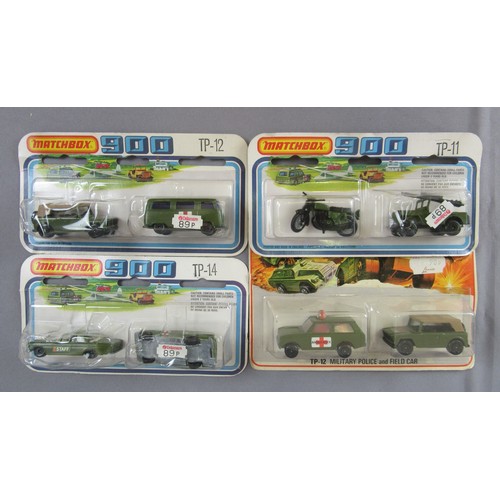 527 - MATCHBOX SUPERFAST Military Twinpacks TP-11 Jeep & Motorcycle, TP-12 Police Patrol & Field Car, TP-1... 