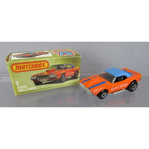 540 - MATCHBOX SUPERFAST #1 DODGE CHALLENGER ‘REVIN REBEL’. Very Near Mint in a Near Mint Plus Box (light ... 