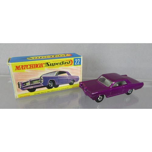 541 - MATCHBOX SUPERFAST #22 Pontiac GP in darker purple. Near Mint with a couple of small nicks in a Near... 