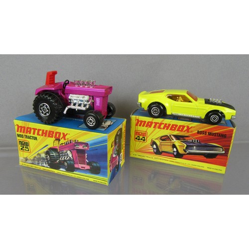 542 - MATCHBOX SUPERFAST #25 Mod Tractor with RED seat, and #44 Boss Mustang with Silver Painted Base. Min... 