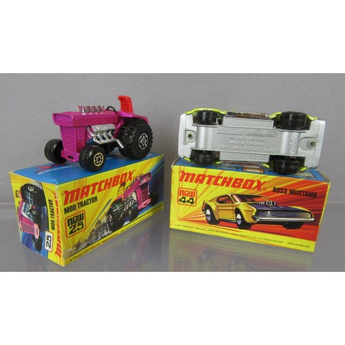 542 - MATCHBOX SUPERFAST #25 Mod Tractor with RED seat, and #44 Boss Mustang with Silver Painted Base. Min... 