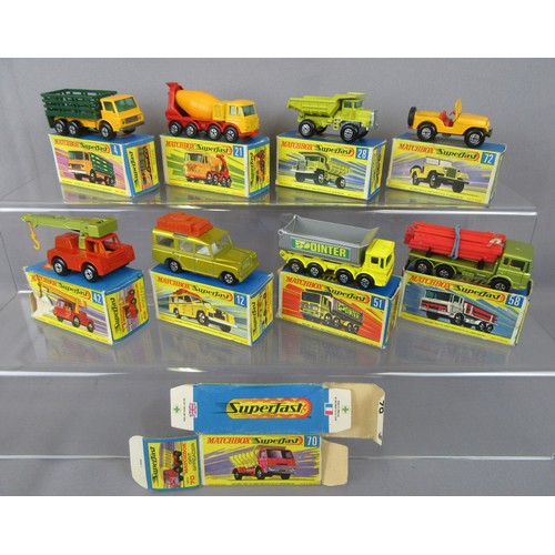 549 - MATCHBOX SUPERFAST Group of 8 to include #28 Mack Dump Truck, #72 Standard Jeep and others plus 1 em... 