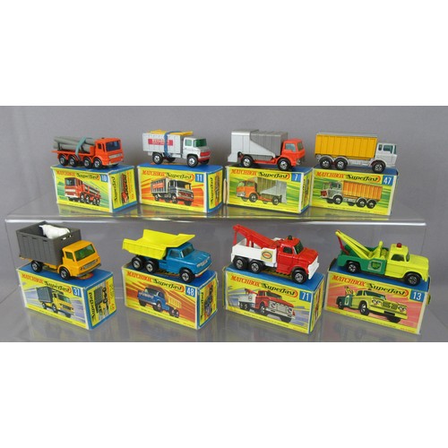 551 - MATCHBOX SUPERFAST Group of 8 to include #48 Dodge Dumper Truck, #71 Ford Wreck Truck and others. Ex... 