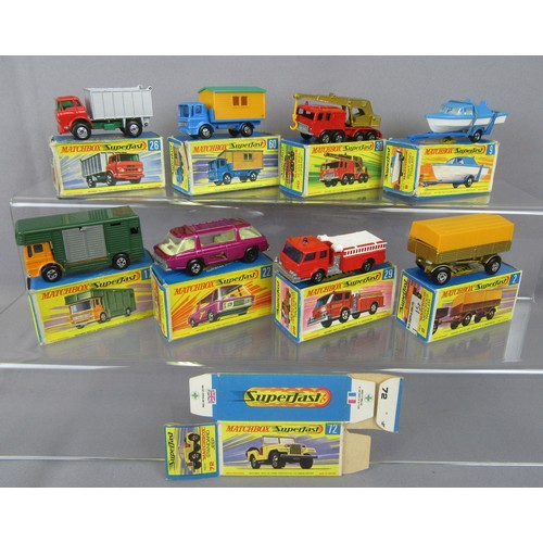 552 - MATCHBOX SUPERFAST Group of 8 to include #29 Fire Pumper, #30 FAUN Crane Truck and others plus 1 emp... 